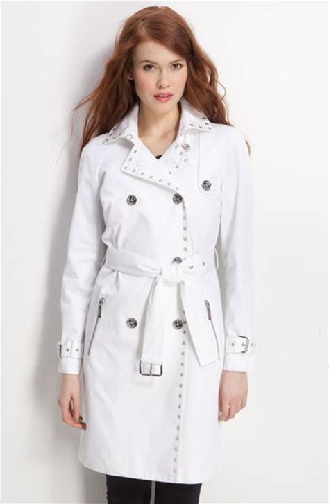 michael kors white trim trench